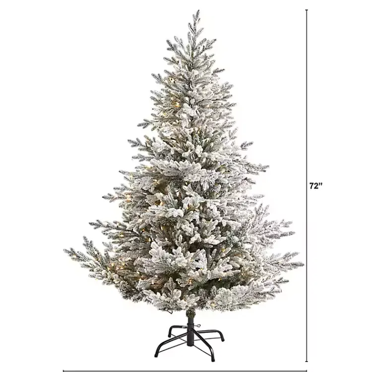 Christmas Trees>Kirklands Home 6 ft. Clear Lit Flocked Fraser Fir Christmas Tree