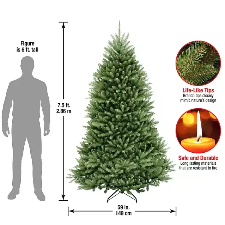 Christmas Trees>Kirklands Home 7.5 ft. Dunhill Fir Hinged Christmas Tree