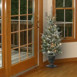 Christmas Trees>Kirklands Home 4 ft. Feel Real Pre-Lit Snowy Morgan Spruce Tree