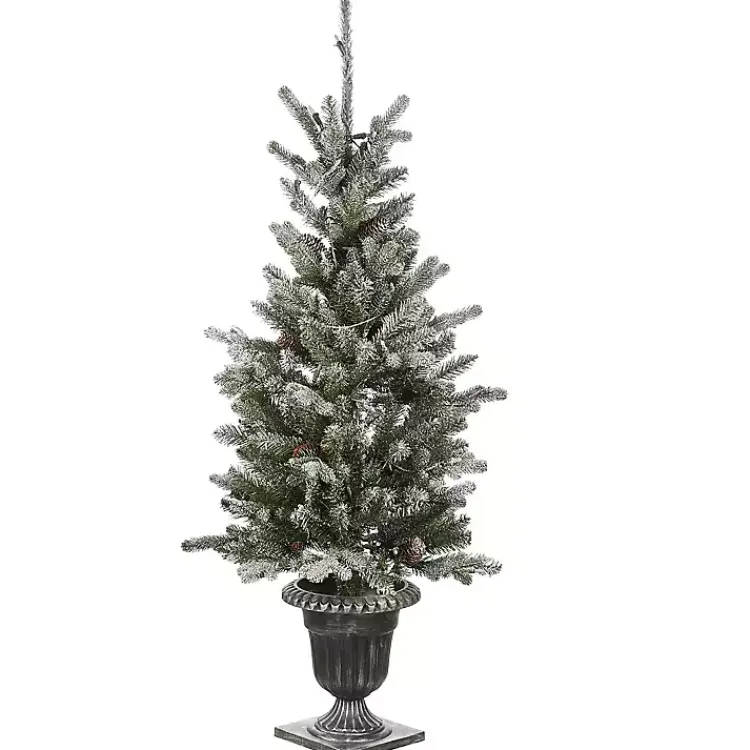 Christmas Trees>Kirklands Home 4 ft. Feel Real Pre-Lit Snowy Morgan Spruce Tree