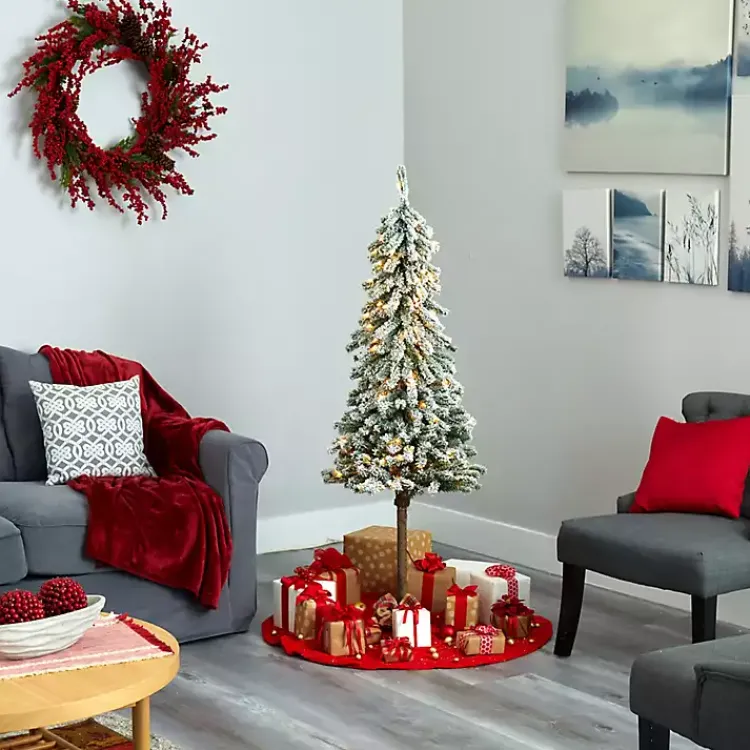 Christmas Trees>Kirklands Home 5 ft. Flocked Pre-Lit Alpine Christmas Tree