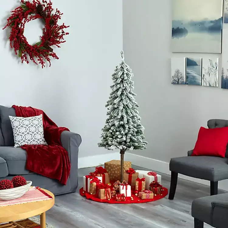Christmas Trees>Kirklands Home 5 ft. Flocked Pre-Lit Alpine Christmas Tree