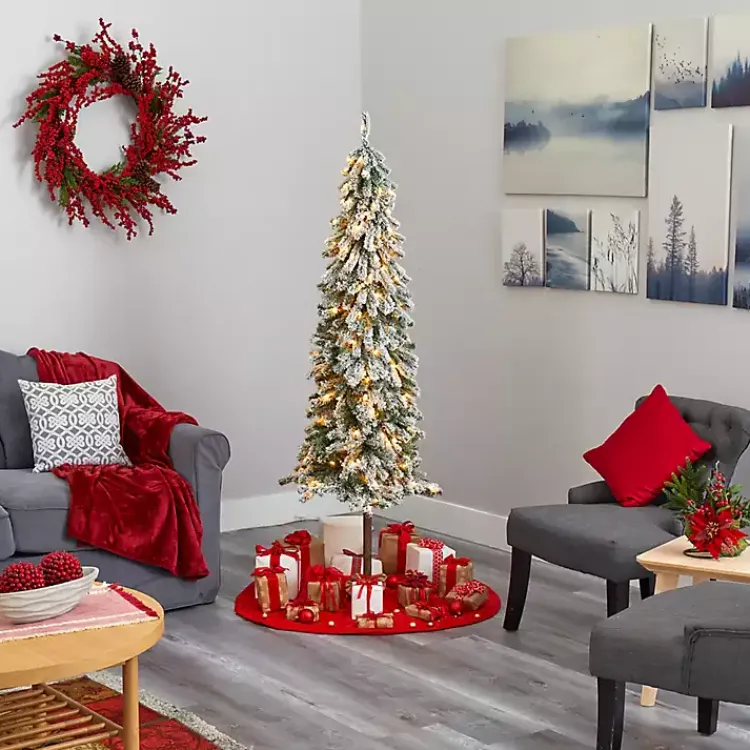 Christmas Trees>Kirklands Home 6 ft. Flocked Pre-Lit Alpine Christmas Tree