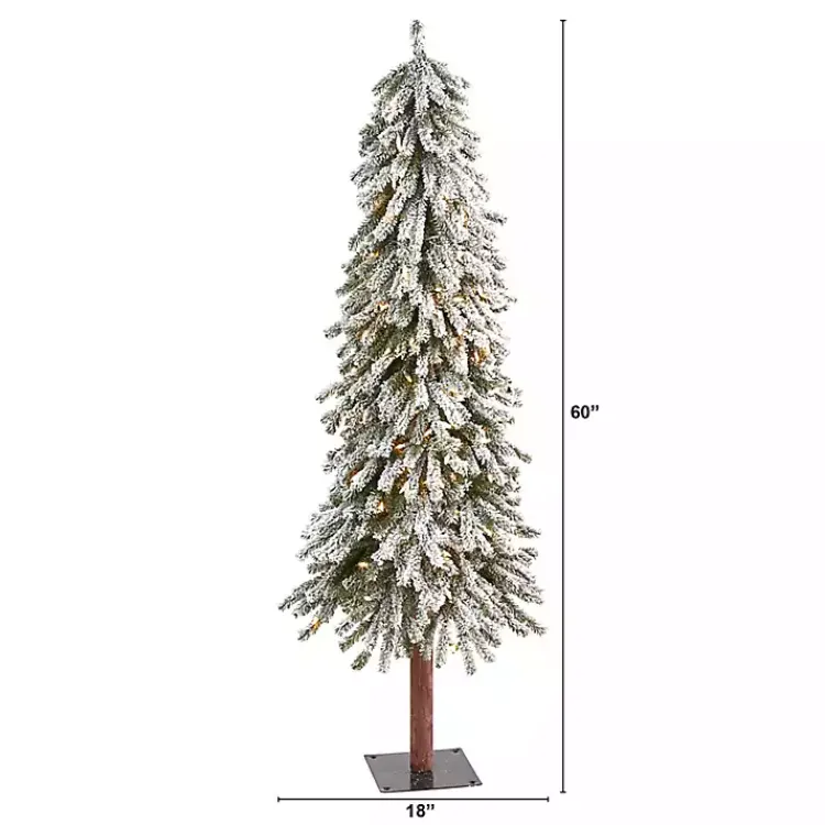 Christmas Trees>Kirklands Home 5 ft. Flocked Pre-Lit Grand Alpine Christmas Tree