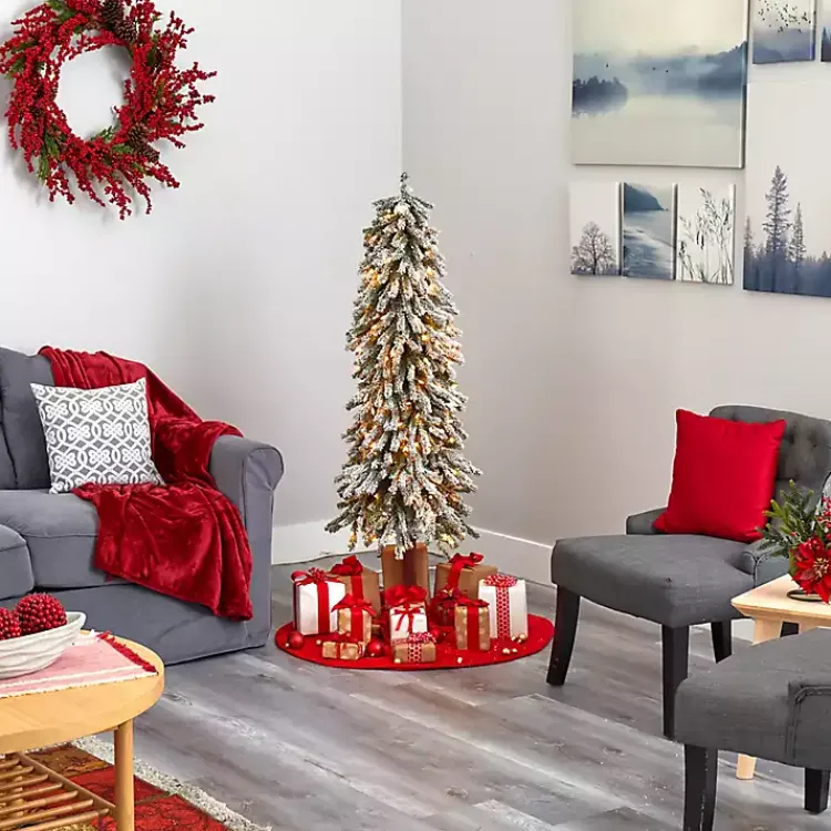 Christmas Trees>Kirklands Home 5 ft. Flocked Pre-Lit Grand Alpine Christmas Tree