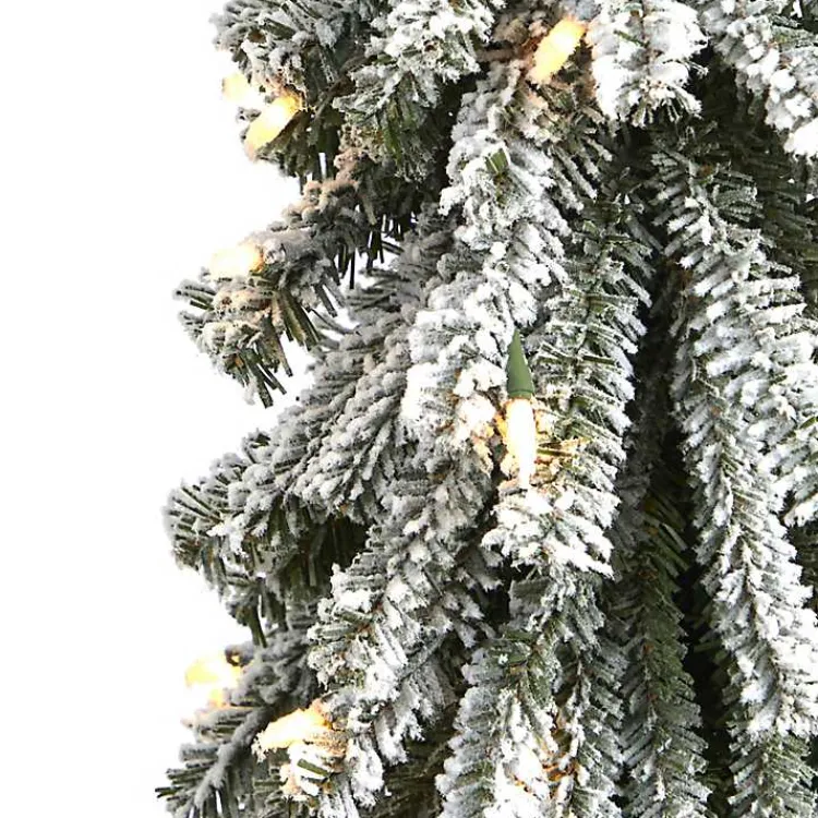 Christmas Trees>Kirklands Home 3 ft. Lit Flocked Grand Alpine Trunk Mini Tree