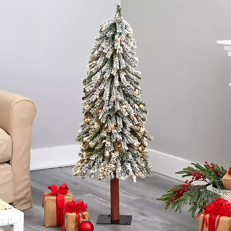 Christmas Trees>Kirklands Home 4 ft. Lit Flocked Grand Alpine Christmas Tree