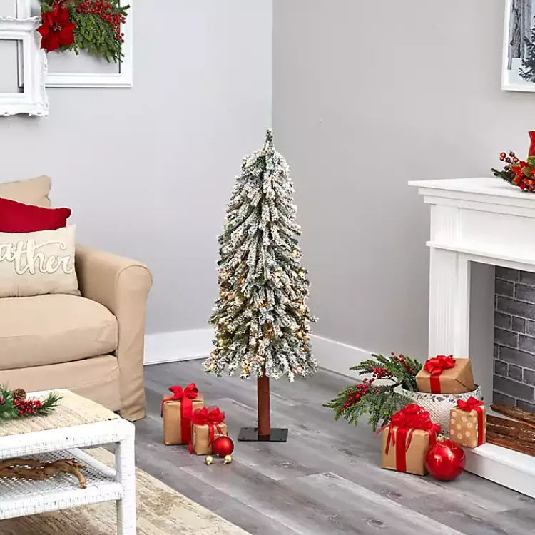 Christmas Trees>Kirklands Home 4 ft. Lit Flocked Grand Alpine Christmas Tree