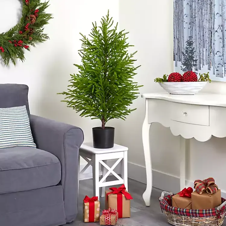 Christmas Arrangements & Garland>Kirklands Home 3 ft. Norfolk Island Pine Potted Christmas Tree Green