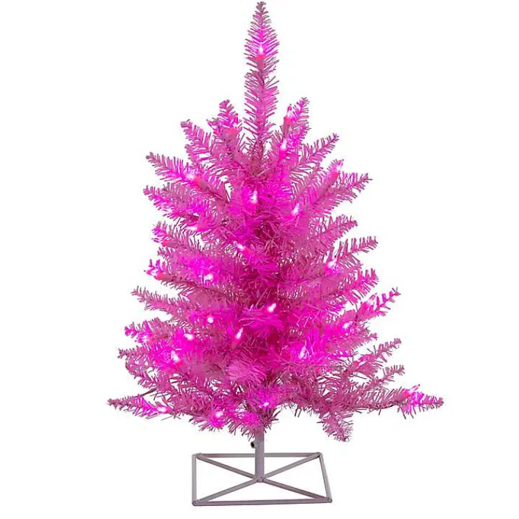Christmas Arrangements & Garland>Kirklands Home 3 ft. Pre-Lit Christmas Tree Pink