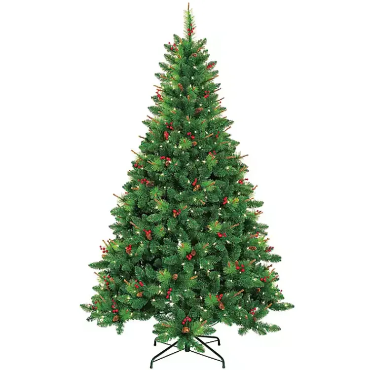 Christmas Trees>Kirklands Home 7 ft. Pre-Lit Berrywood Pine Christmas Tree