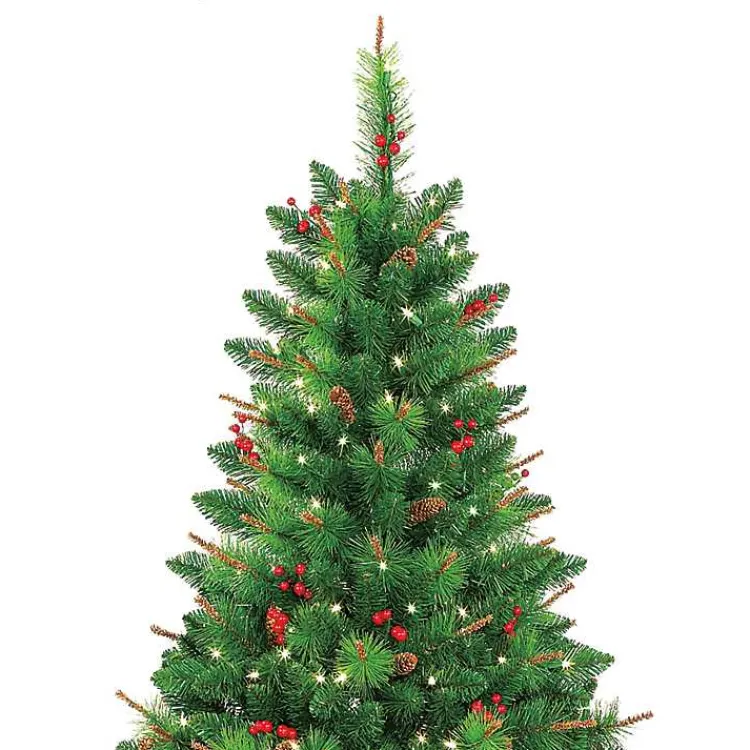 Christmas Trees>Kirklands Home 7 ft. Pre-Lit Berrywood Pine Christmas Tree