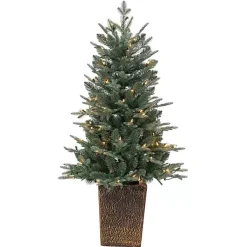 Christmas Trees>Kirklands Home 4 ft. Pre-Lit Blue Spruce Potted Christmas Tree