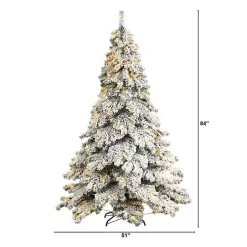 Christmas Trees>Kirklands Home 7 ft. Pre-lit Flocked Fir Christmas Tree