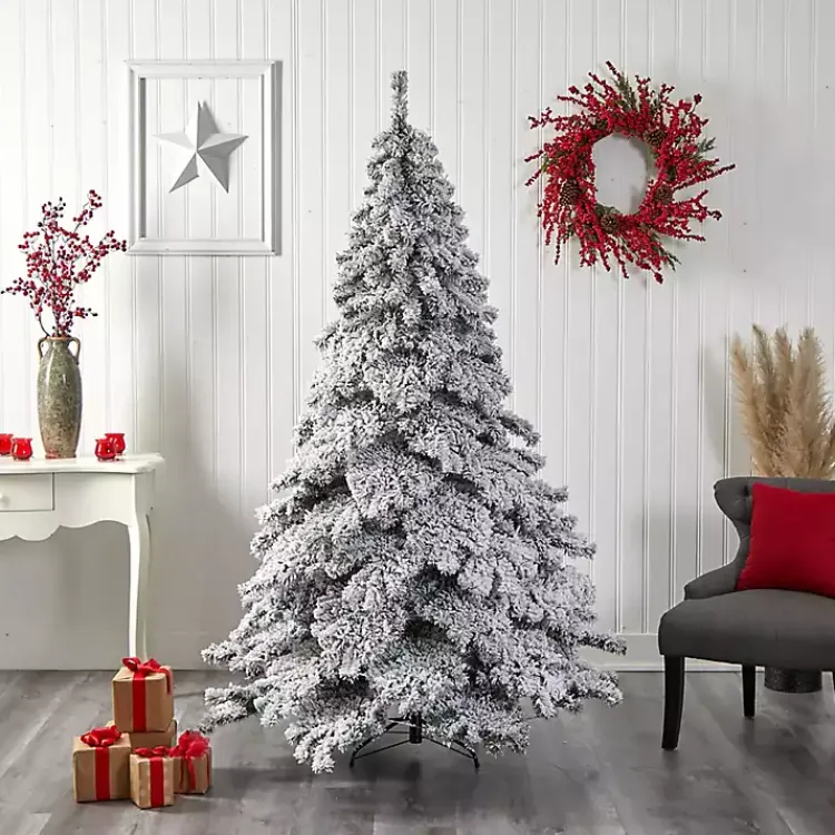Christmas Trees>Kirklands Home 7 ft. Pre-lit Flocked Fir Christmas Tree