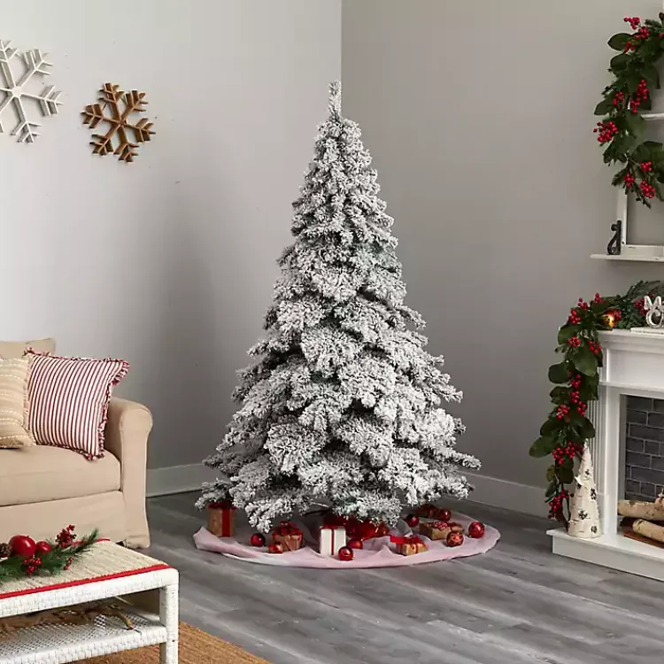 Christmas Trees>Kirklands Home 7 ft. Pre-lit Flocked Fir Christmas Tree