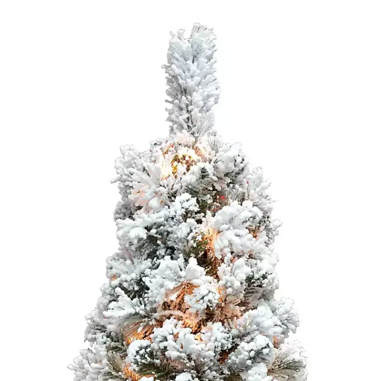 Christmas Arrangements & Garland>Kirklands Home 4 ft. Pre-Lit Flocked Pine Tree in Metal Pot White