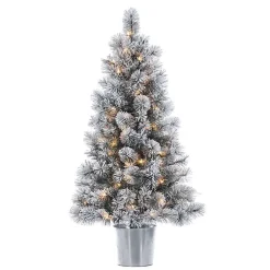 Christmas Trees>Kirklands Home 4.5 ft. Pre-Lit Flocked Potted Pine Christmas Tree