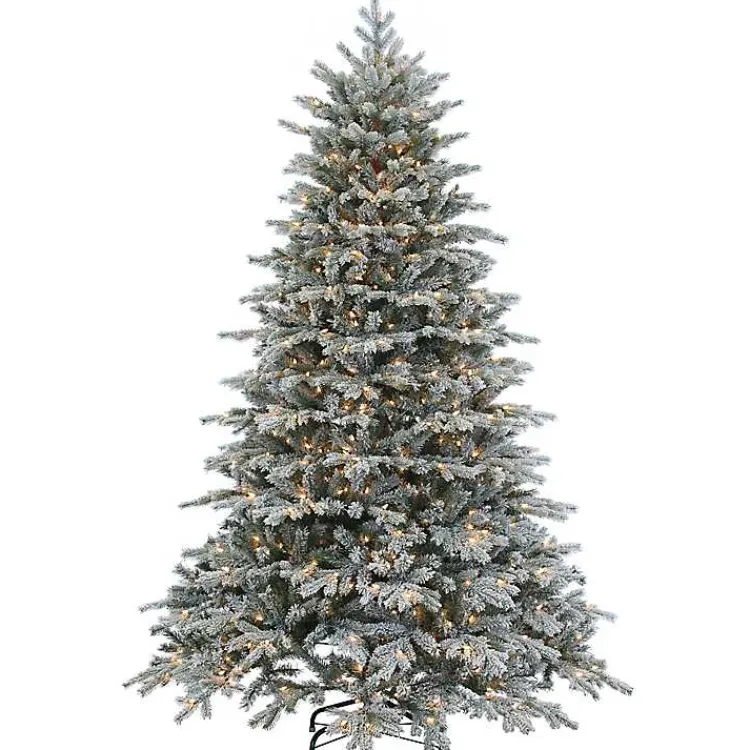 Christmas Trees>Kirklands Home 9 ft. Pre-Lit Flocked Spruce Full Christmas Tree