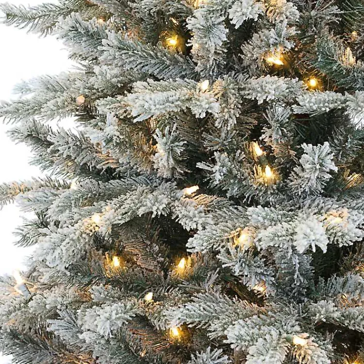 Christmas Trees>Kirklands Home 9 ft. Pre-Lit Flocked Spruce Full Christmas Tree