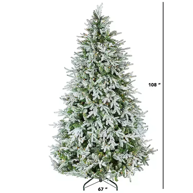Christmas Trees>Kirklands Home 9 ft. Pre-Lit Flocked Spruce Full Christmas Tree