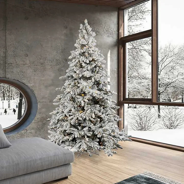 Christmas Trees>Kirklands Home 7.5 ft. Pre-Lit Flocked Utica Fir Christmas Tree