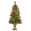 Christmas Trees>Kirklands Home 4 ft. Pre-Lit Iced Berry & Pine Tree in Bronze Urn