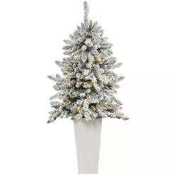 Christmas Trees>Kirklands Home 4.5 ft. Pre-Lit Livingston Fir Tree in White Plant