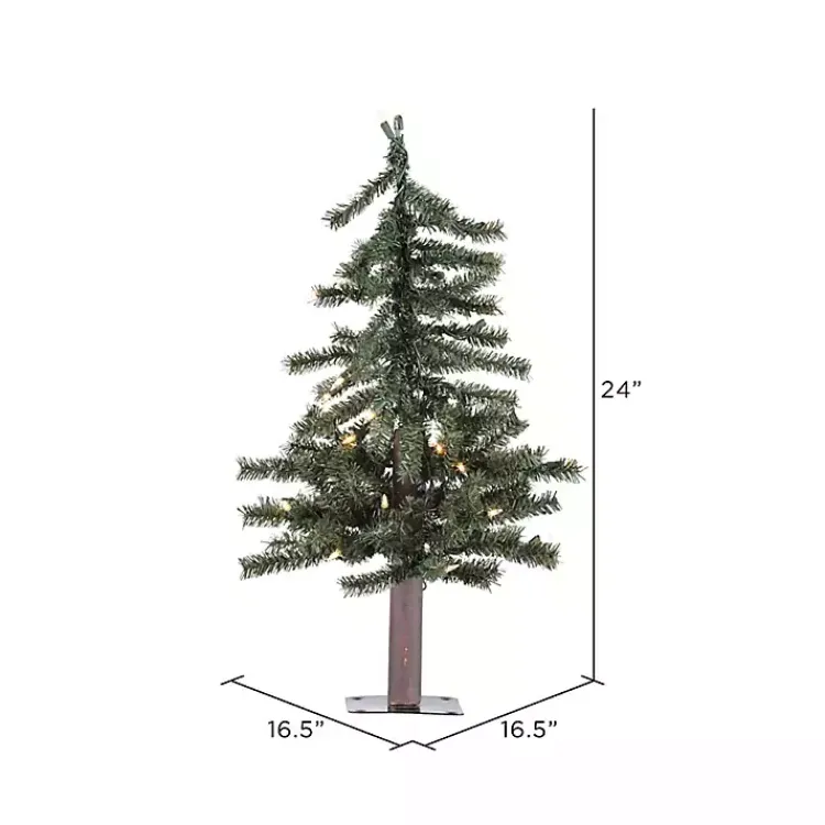 Christmas Arrangements & Garland>Kirklands Home 2 ft. Pre-Lit Natural Alpine Christmas Tree
