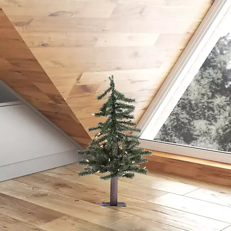 Christmas Arrangements & Garland>Kirklands Home 2 ft. Pre-Lit Natural Alpine Christmas Tree