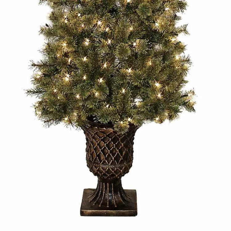Christmas Trees>Kirklands Home 7 ft. Pre-Lit Pine Christmas Tree in Bronze Urn