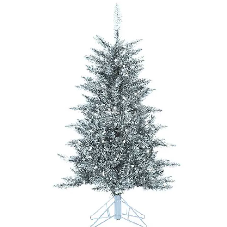 Christmas Trees>Kirklands Home 4 ft. Pre-Lit Tinsel Christmas Tree Silver