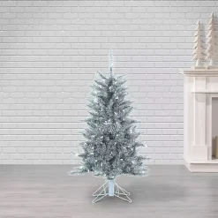Christmas Trees>Kirklands Home 4 ft. Pre-Lit Tinsel Christmas Tree Silver