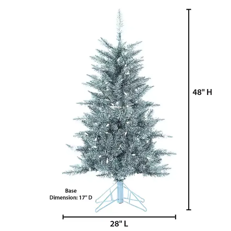 Christmas Trees>Kirklands Home 4 ft. Pre-Lit Tinsel Christmas Tree Silver