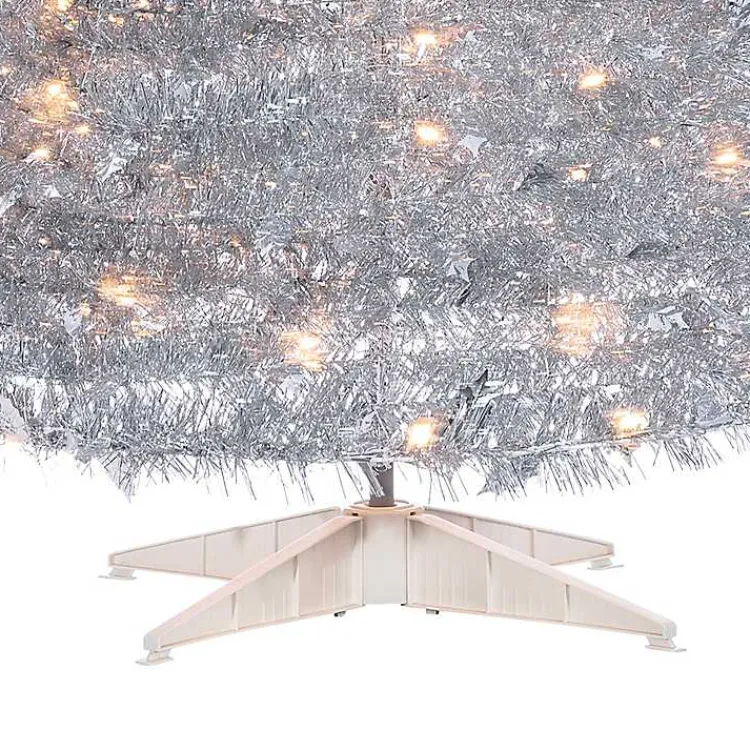 Christmas Trees>Kirklands Home 6 ft. Pre-Lit Silver Tinsel Pop-Up Christmas Tree