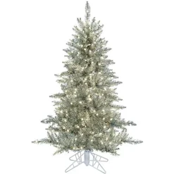 Christmas Trees>Kirklands Home 5.5 ft. Pre-Lit Silver Tinsel Christmas Tree