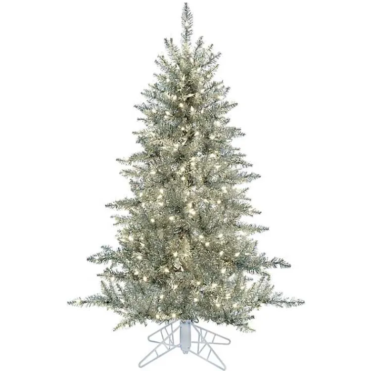 Christmas Trees>Kirklands Home 5.5 ft. Pre-Lit Silver Tinsel Christmas Tree