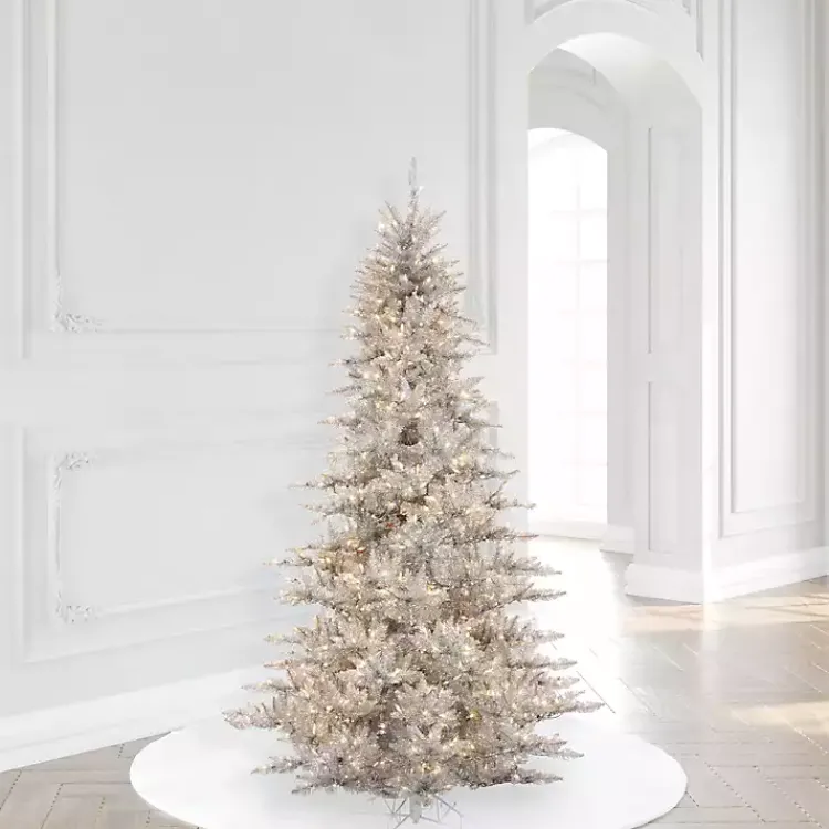 Christmas Trees>Kirklands Home 5.5 ft. Pre-Lit Silver Tinsel Christmas Tree