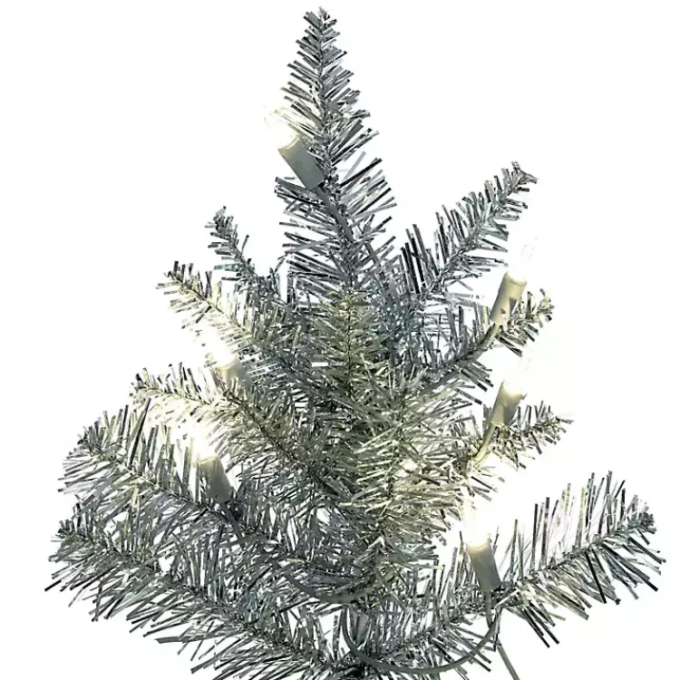 Christmas Trees>Kirklands Home 5.5 ft. Pre-Lit Silver Tinsel Christmas Tree