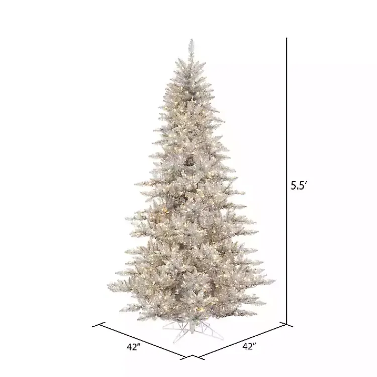 Christmas Trees>Kirklands Home 5.5 ft. Pre-Lit Silver Tinsel Christmas Tree
