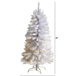 Christmas Trees>Kirklands Home 4 ft. Pre-lit Slim White Christmas Tree