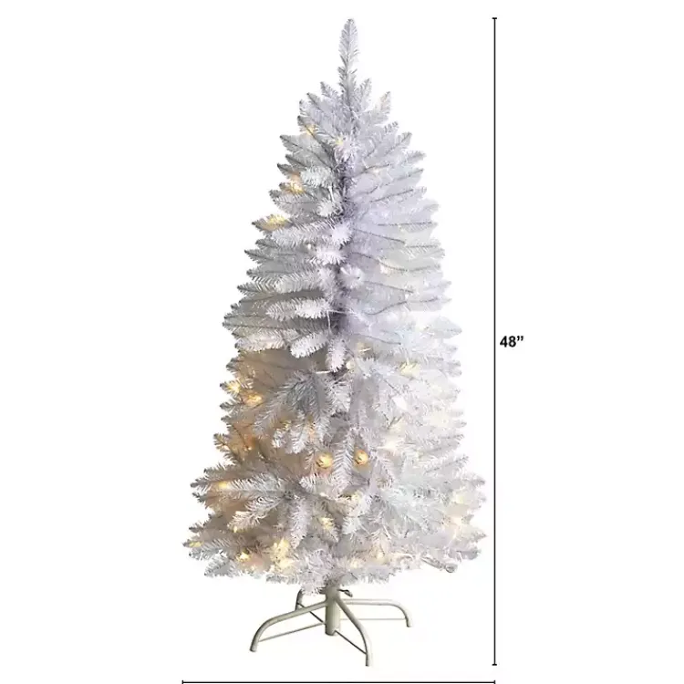 Christmas Trees>Kirklands Home 4 ft. Pre-lit Slim White Christmas Tree