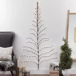 Christmas Art & Wall Decor>Kirklands Home 6 ft. Pre-Lit Twig Wall Hanging Christmas Tree Brown