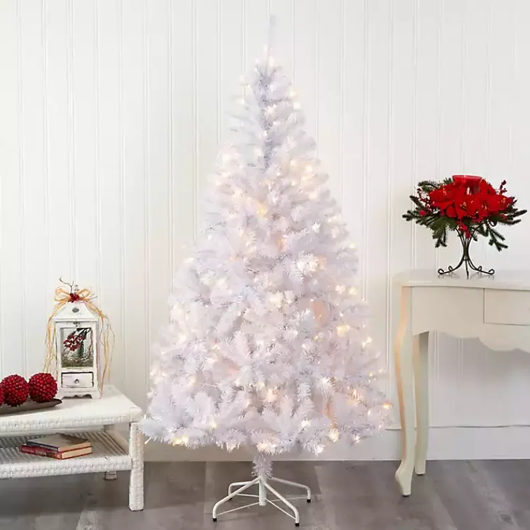 Christmas Trees>Kirklands Home 6 ft. Pre-Lit White Christmas Tree