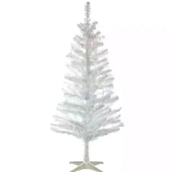 Christmas Trees>Kirklands Home 4 ft. Pre-Lit White Tinsel Christmas Tree
