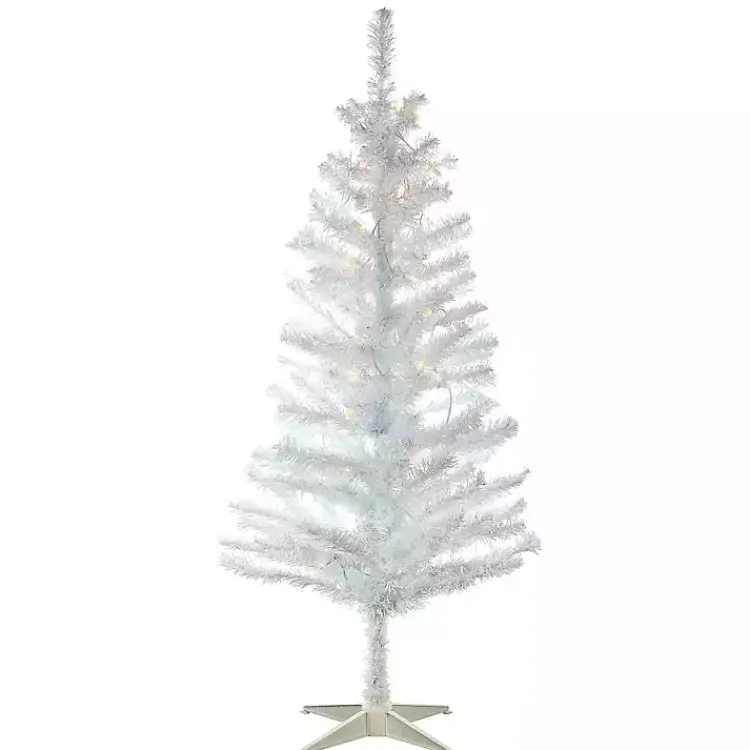 Christmas Trees>Kirklands Home 4 ft. Pre-Lit White Tinsel Christmas Tree