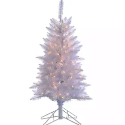 Christmas Trees>Kirklands Home 4 ft. Pre-Lit White Tinsel Christmas Tree
