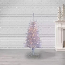 Christmas Trees>Kirklands Home 4 ft. Pre-Lit White Tinsel Christmas Tree