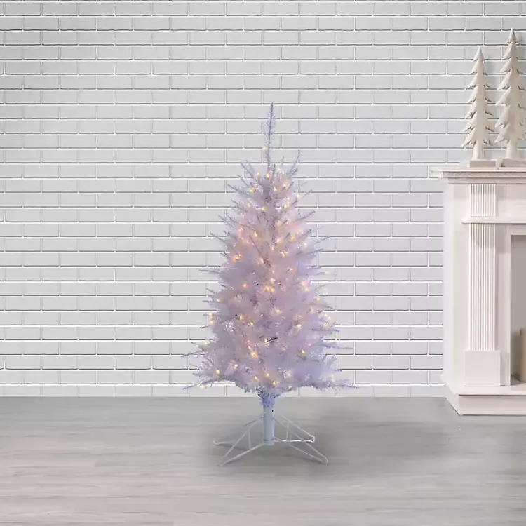 Christmas Trees>Kirklands Home 4 ft. Pre-Lit White Tinsel Christmas Tree