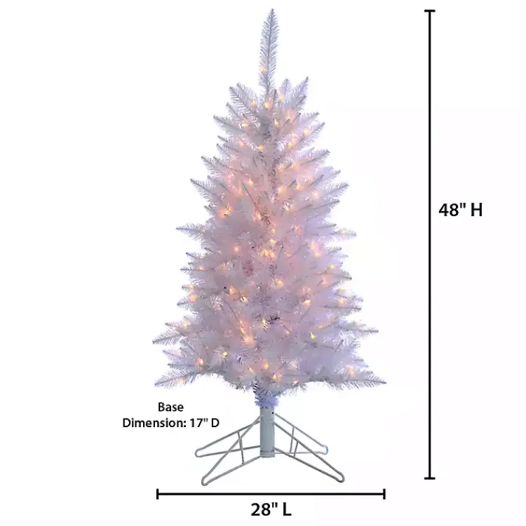 Christmas Trees>Kirklands Home 4 ft. Pre-Lit White Tinsel Christmas Tree